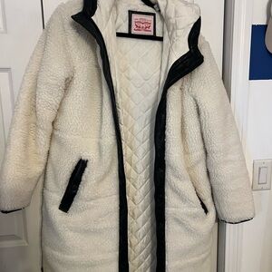 Levi's Cream Teddy Jacket with Black Accents